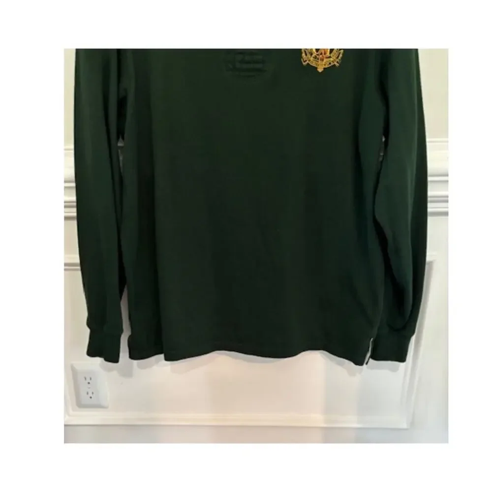 Vtg Polo Ralph Lauren Rugby Shirt Embroidered Equestrian Crest Logo Large Tall